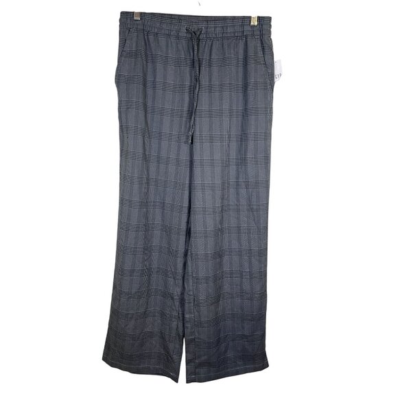 GAP Pants - Gap Plaid Pull On Pant M Gray Wide Leg Check Academia Preppy Classic Chic Boho